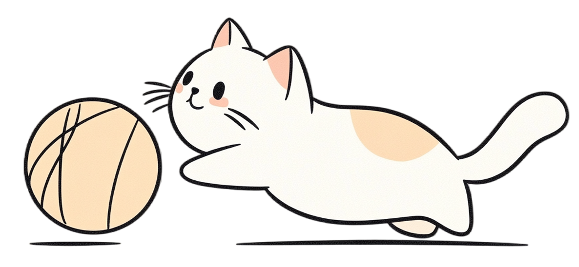 猫咪玩球矢量插图
