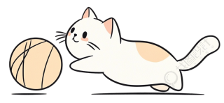 猫咪玩球矢量插图