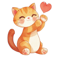 橙色猫咪红色爱心插画