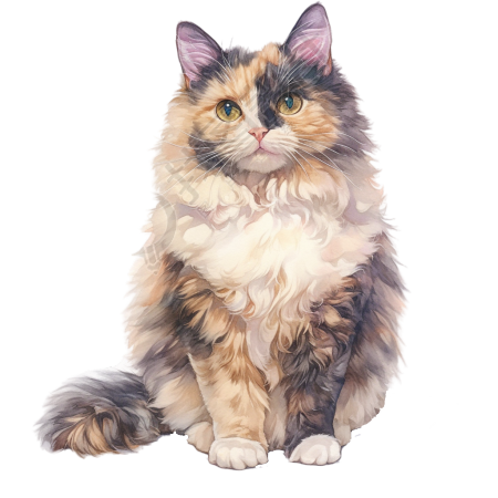 猫咪水彩画插图