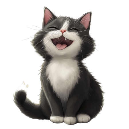 卡通小猫开心插画
