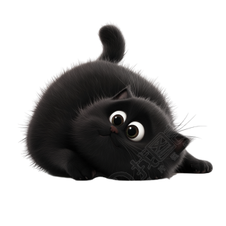 可爱憨态的黑猫PNG素材