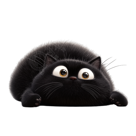 可爱憨态的黑猫元素