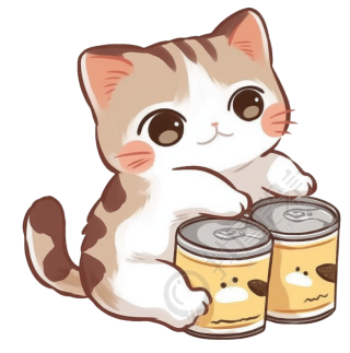 猫咪和猫罐头插画