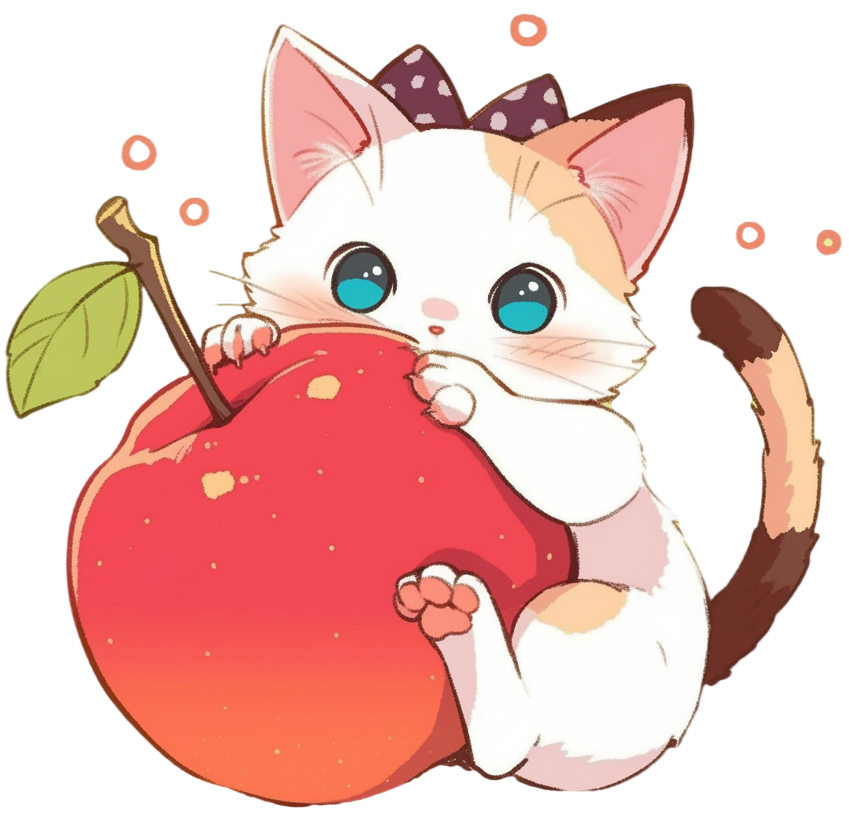 猫咪红苹果PNG高清素材