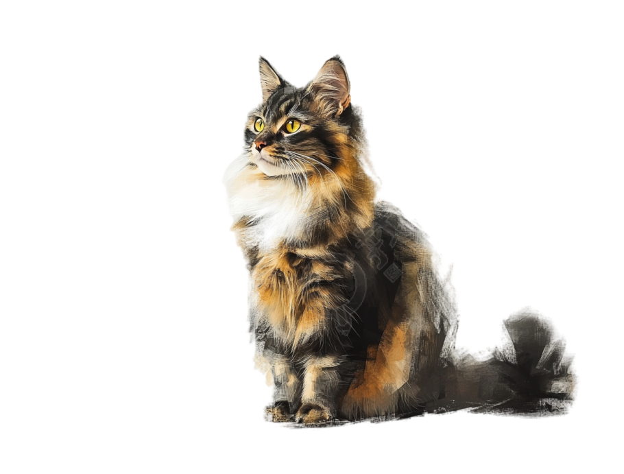 缅因猫典雅插画