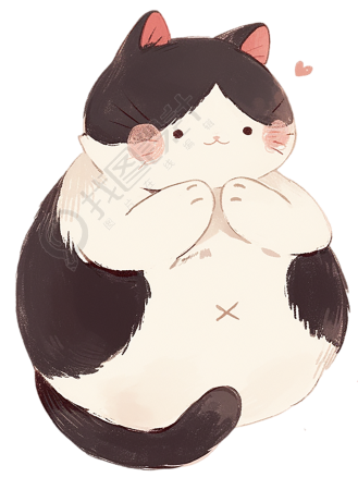胖小猫插画设计素材