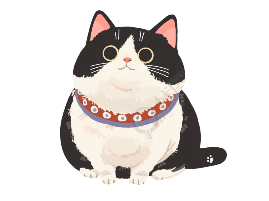 可爱胖猫插画设计元素