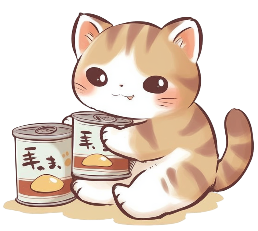 猫咪和猫罐头元素
