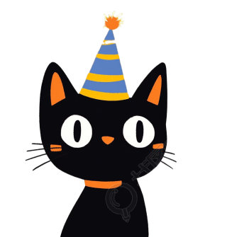 可爱卡通黑猫PNG素材