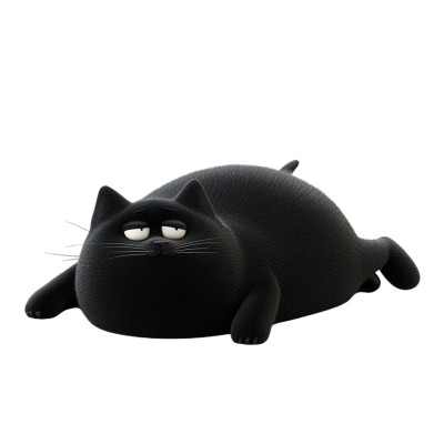 可爱憨态的黑猫插图
