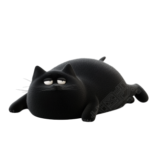 可爱憨态的黑猫插图