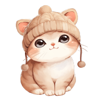 戴帽子的小猫插图