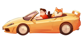 橙色敞篷跑车插画