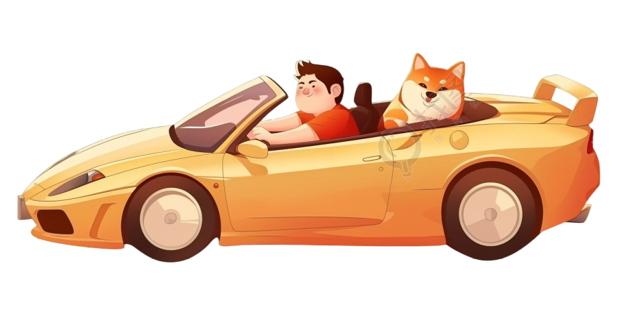 橙色敞篷跑车插画