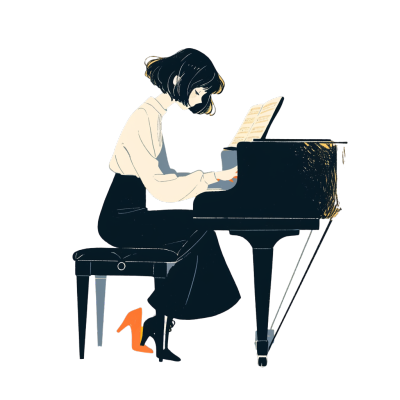 钢琴音乐家卡通风格插画