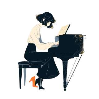 钢琴音乐家卡通风格插画