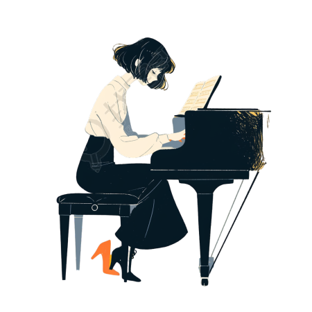 钢琴音乐家卡通风格插画