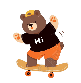 小熊玩滑板插图