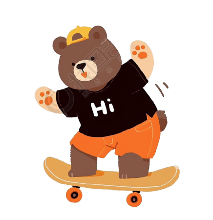 小熊玩滑板插图