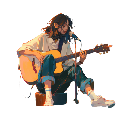 音乐家演奏吉他插画