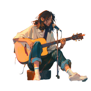 音乐家演奏吉他插画