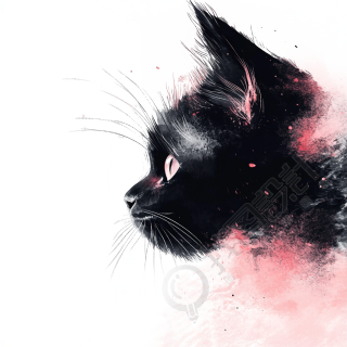 猫咪水彩风创意插画