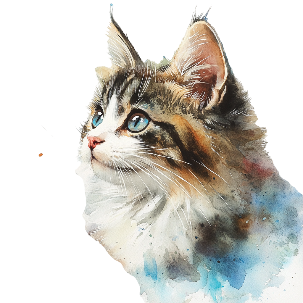 猫咪水彩风元素