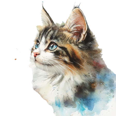 猫咪水彩风元素