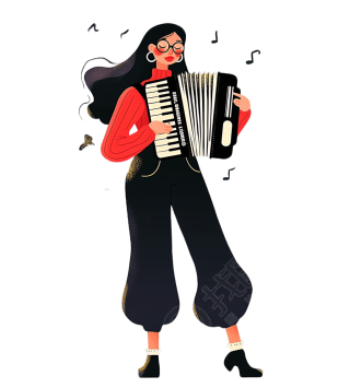 手风琴音乐家卡通插画