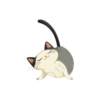 伸懒腰的小猫插画