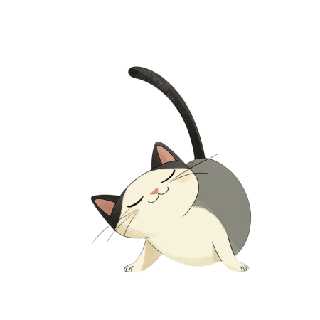 伸懒腰的小猫插画