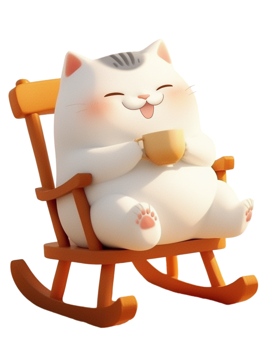 摇椅上的慵懒猫元素