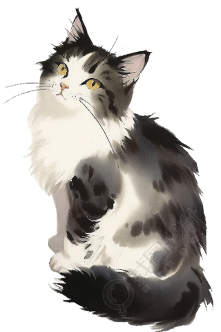 猫水墨风格元素