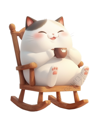 摇椅上的慵懒猫素材
