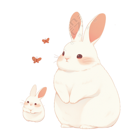 兔子和小蝴蝶插画