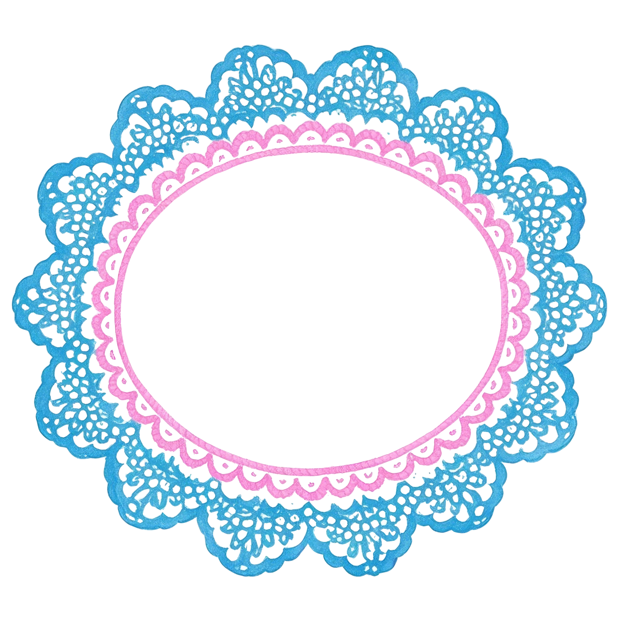 蓝色蕾丝边框矢量插画
