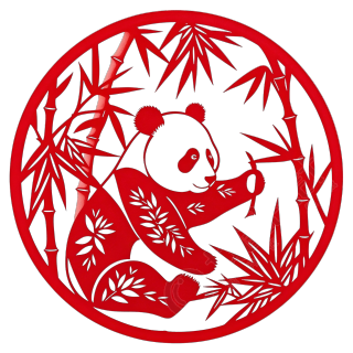 熊猫竹子剪纸素材