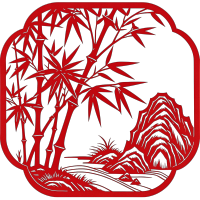 竹子剪纸元素