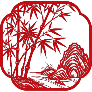 竹子剪纸元素