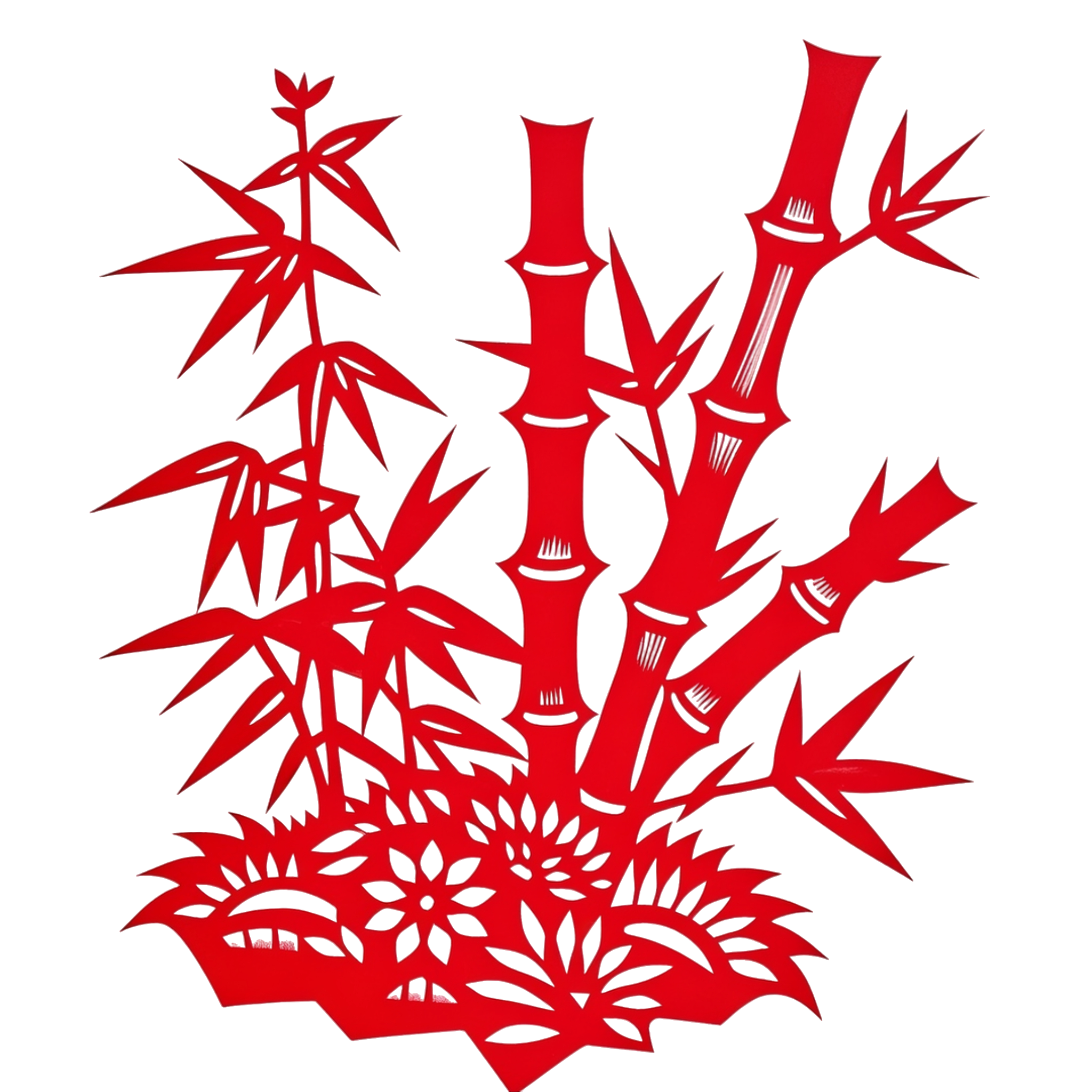 竹子剪纸可商用元素