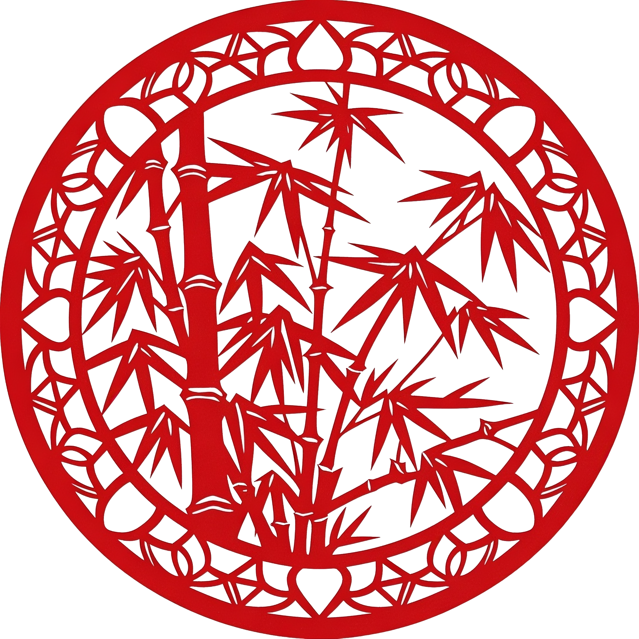 竹子剪纸可商用素材