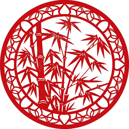 竹子剪纸可商用素材
