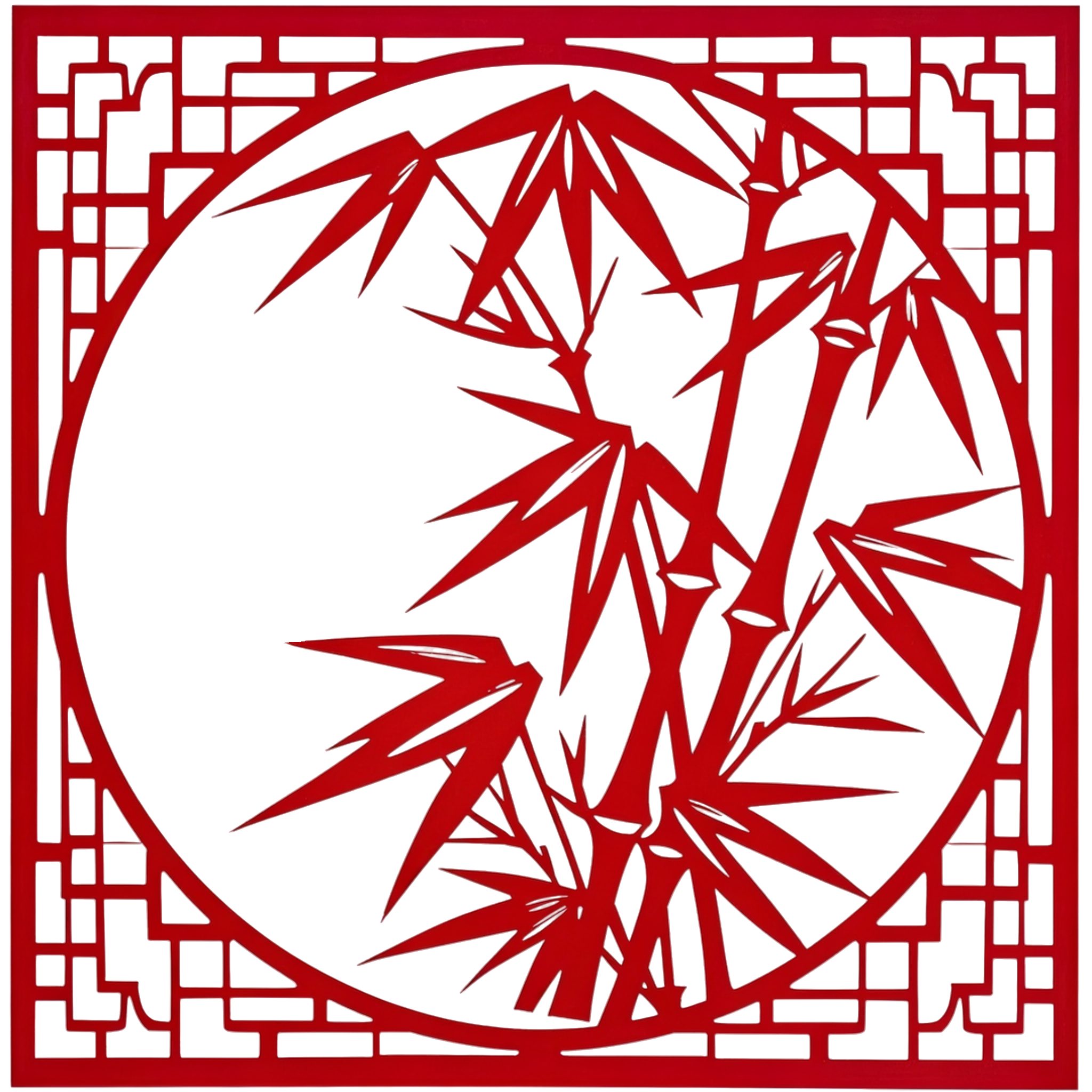 竹子剪纸传统手工艺元素