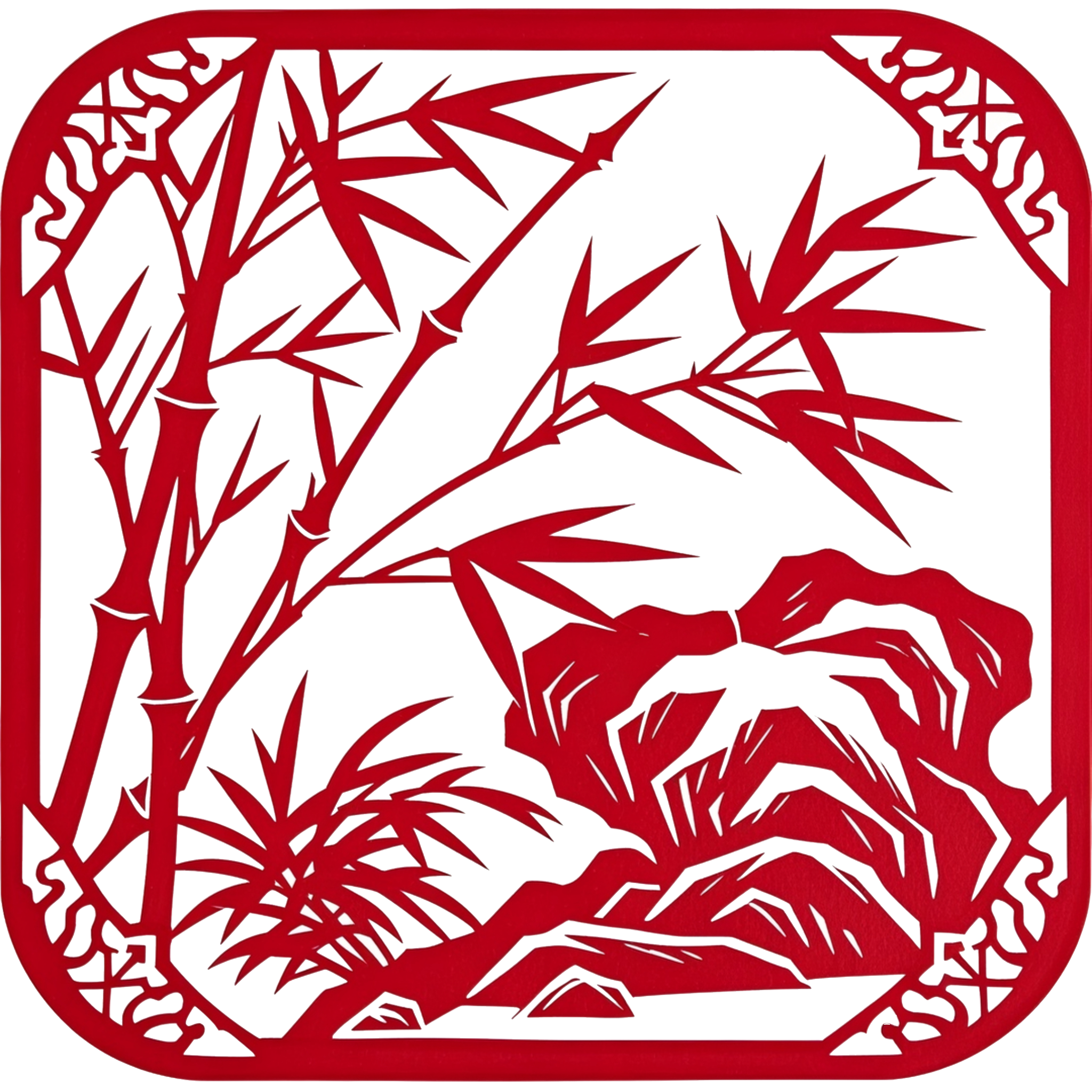 竹子剪纸素材