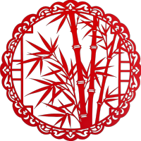 竹子剪纸传统手工艺插画