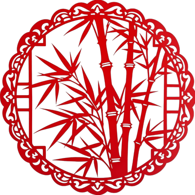 竹子剪纸传统手工艺插画
