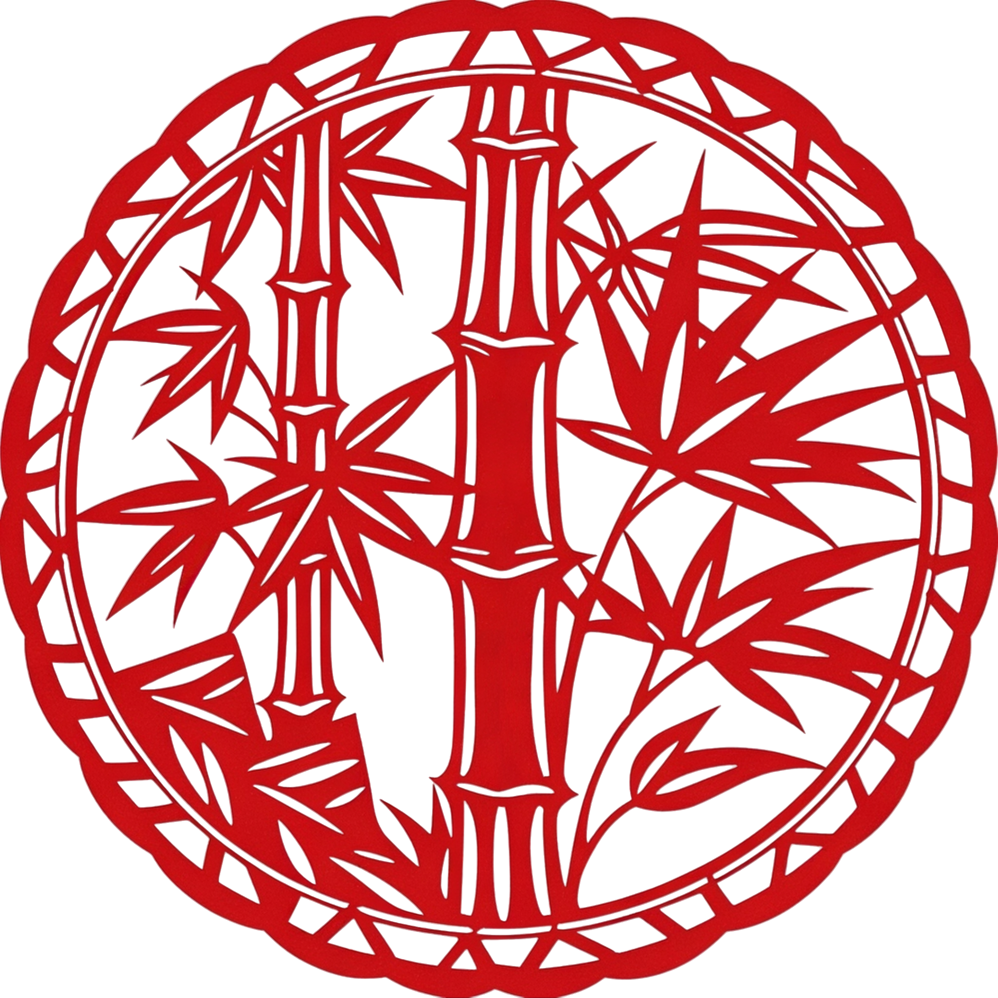 竹子剪纸可商用插画