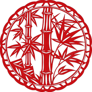 竹子剪纸可商用插画