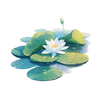 睡莲透明背景插画